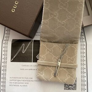Gucci G Bar Pendant Silver Necklace
